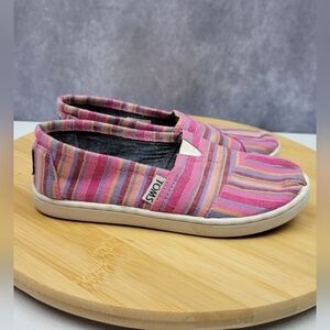Tom's Avalon‎ Raspberry Striped Girl Slip On Shoes Size 13